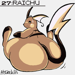 ambiguous_gender anthro beady_eyes big_butt big_feet bodily_fluids bottom_heavy butt butt_focus cheek_spots feet frown gloves_(marking) grey_background huge_butt huge_hips huge_thighs hyper hyper_butt hyper_hips looking_at_viewer looking_back looking_back_at_viewer markings nervous orange_body rear_view semi-anthro simple_background sitting solid_circle_eyes solo sweat sweatdrop tail text thick_thighs wide_hips atsuineko nintendo pokemon generation_1_pokemon mammal pokemon_(species) raichu rodent 1:1 2025 digital_drawing_(artwork) digital_media_(artwork) monochrome restricted_palette signature species_name
