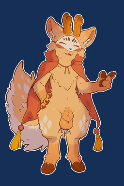 anthro antlers balls cape clothing cloven_hooves genitals hooves horn male mask solo speckled_fur tail crombie fabulous_beasts sibuxiang_the_deer_(fabulous_beasts) deer mammal 2:3 alpha_channel hi_res