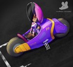 5_fingers anthro bodysuit buckteeth camel_toe clothed clothing female fingers fur hair looking_at_viewer motorcycle on_vehicle open_mouth racing_suit sitting skinsuit smile solo tail teeth tight_clothing vehicle pecivalrat lagomorph leporid mammal rabbit digital_media_(artwork) hi_res