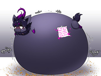 belly big_belly black_hair female feral hair huge_belly hyper hyper_belly overweight solo text blahblah866 nintendo pokemon generation_5_pokemon pokemon_(species) zorua 2024 4:3 hi_res
