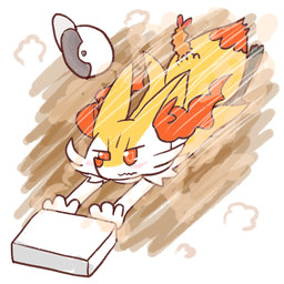 ambiguous_anthro ambiguous_gender anthro baseball_(sport) biped blush blush_lines clothing dipstick_tail dirt food hat headgear headwear lying markings motion_lines object_in_tail on_front shrimp_(food) sliding snout solo sport tail tail_markings wavy_mouth annyui0611 nintendo pokemon braixen canid generation_6_pokemon mammal pokemon_(species) 1:1 2022 digital_drawing_(artwork) digital_media_(artwork) full-length_portrait japanese_description portrait translated_description