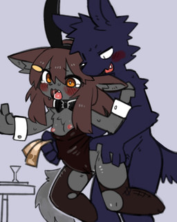 anal anal_penetration anthro anthro_on_anthro anthro_penetrated anthro_penetrating anthro_penetrating_anthro barely_visible_genitalia barely_visible_penis barely_visible_vulva biped blue_body blue_fur blush bodily_fluids bow_tie brown_hair carrying_another carrying_partner clothed clothing cuffs_(clothing) dog_tail duo fake_ears fake_rabbit_ears fangs female female_penetrated fishnet_clothing fishnet_legwear fur furniture genitals grey_background grey_body grey_fur hair inner_ear_fluff larger_anthro larger_male legwear leotard male male/female male_penetrating male_penetrating_female money nude nude_anthro nude_male obscured_sex open_mouth orange_eyes partially_clothed penetration penile penile_penetration penis pivoted_ears playboy_bunny saliva sex simple_background size_difference slim slim_anthro slim_female slim_male smaller_anthro smaller_female smaller_penetrated table tears teeth three-quarter_view torn_clothing torn_legwear tuft vulva pizademokttero nifram_logan ambiguous_species canid canine canis mammal wolf 2025 4:5 absurd_res digital_drawing_(artwork) digital_media_(artwork) hi_res