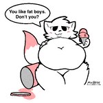 abdominal_bulge ambiguous_gender anthro belly belly_expansion belly_overhang big_belly bloated dessert eating expansion feederism food fur growth holding_food holding_object ice_cream inflation low-angle_view navel obese obese_ambiguous obese_anthro overweight overweight_ambiguous overweight_anthro simple_background solo stuffing tail text thick_thighs weight_gain white_background wide_hips mushkoe boy_kisser_(meme) silly_cat_(mauzymice) domestic_cat felid feline felis mammal 1:1 digital_media_(artwork) flipnote_studio_(artwork) low_res meme signature