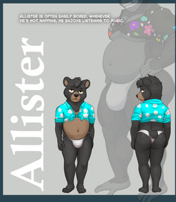 age_difference anthro big_butt bikini bikini_bottom biped black_body black_clothing black_ears black_fur black_hair black_shirt black_tail black_topwear blue_clothing blue_shirt blue_topwear brown_body brown_fur brown_nose brown_tail bulge butt clothing duo front_view fur green_clothing green_shirt green_topwear grey_body grey_clothing grey_fur grey_thong grey_underwear hair half-closed_eyes hands_on_hips hands_on_own_hips male male_anthro multicolored_body multicolored_clothing multicolored_fur multicolored_shirt multicolored_topwear muscular muscular_anthro muscular_male narrowed_eyes orange_eyes pecs pink_clothing pink_shirt pink_topwear pose purple_clothing purple_shirt purple_topwear rear_view shirt shirt_tied short_tail slightly_chubby smile solo standing swimwear tail teeth text thick_thighs thong tied_clothing tied_shirt tired topwear two-piece_swimsuit two_tone_body two_tone_clothing two_tone_fur two_tone_shirt two_tone_tail two_tone_topwear underwear white_clothing white_shirt white_thong white_topwear white_underwear yellow_clothing yellow_shirt yellow_topwear young young_anthro young_male younger_male foxserx adam's_garden allister_(adam's_garden) joey_(adam's_garden) ape bear gorilla haplorhine mammal primate 2026 absurd_res character_name digital_media_(artwork) english_text hi_res model_sheet