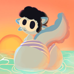 anthro big_butt butt clothing female sea solo sunset underwear water axouwur amphibian aquatic axolotl mole_salamander salamander 1:1 hi_res