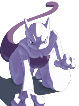 blank_expression crawling kneeling looking_at_viewer male purple_eyes reaching_towards_viewer shadow simple_background solo thick_thighs white_background wide_hips engawa1001 nintendo pokemon generation_1_pokemon legendary_pokemon mewtwo pokemon_(species) 3:4 hi_res