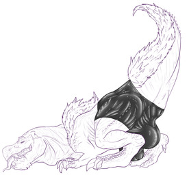 all_fours anus anus_outline balls big_balls big_bulge big_penis big_tail bottomwear bulge butt butt_pose chest_down_ass_up clothed clothing detailed_bulge feral fluffy fluffy_tail flustered fur genitals glistening glistening_bottomwear glistening_clothing glistening_shorts glistening_underwear latex latex_bottomwear latex_clothing latex_shorts latex_underwear looking_at_viewer male mane paws penis pose presenting presenting_hindquarters raised_tail revealing_outfit seductive shiny_bulge shorts skimpy slutty_face solo submissive submissive_male tail tailbutt teasing thick_tail tight_bottomwear tight_bulges tight_clothing tight_shorts tight_underwear tongue tongue_out underwear conditional_dnp samagthrav2 capcom monster_hunter anjanath brute_wyvern dinosaur prehistoric_species reptile saurischian scalie theropod tyrannosaurid tyrannosauroid tyrannosaurus tyrannosaurus_rex absurd_res hi_res