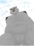 anthro belly big_breasts breasts female fur genitals grey_body grey_fur navel nipples pussy simple_background slightly_chubby slightly_chubby_female white_background andy_234 bear mammal ursine 3:4