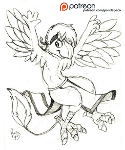 anthro beak clothed clothing glistening glistening_eyes hair logo male male_anthro mouth_closed short_hair simple_background solo topless winged_arms wings young young_anthro young_male pandapaco avian 2017 artist_logo signature spot_color