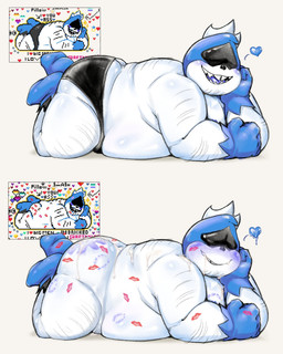 anthro belly big_butt bite_mark blush bodily_fluids butt butt_cleavage clothing cum cum_on_butt footwear fupa genital_fluids heart_symbol kiss_mark kiss_mark_on_butt looking_pleasured lying male on_front overweight plumber's_crack saliva seductive socks solo thong underwear thebunslover deltarune undertale_(series) king_spade 4:5 absurd_res hi_res