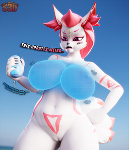 anthro big_breasts breast_expansion breasts confusion expansion female genitals hand_on_hip holding_object open_mouth outside potion_bottle solo text vulva shachath3d epic_games fortnite kimiko_five-tails canid canine fox mammal 3d_(artwork) absurd_res digital_media_(artwork) english_text hi_res