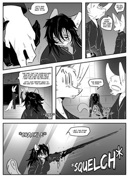 anthro blood bodily_fluids clothed clothing detailed_background dialogue female group inner_ear_fluff magic male mask simple_background speech_bubble text tuft kifyun2 rita_(undying_void) canid canine felid fox mammal pantherine snow_leopard absurd_res black_and_white comic english_text hi_res monochrome