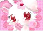 blush bokeh condom eyelashes female flower heart_symbol looking_at_viewer plant red_eyes sexual_barrier_device solo sparkles y2k_(graphic_design) zenki1118 jewelpet sanrio sega sega_fave ruby_(jewelpet) hare japanese_hare lagomorph leporid mammal