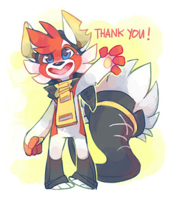 ambiguous_gender anthro black_nose blue_eyes cheek_tuft chibi facial_tuft fur gesture head_tuft notched_ear open_mouth open_smile orange_body orange_fur pigeon_toed pink_tongue plantigrade red_text smile solo standing tail text thank_you tongue tuft waving white_body white_fur yellow_inner_ear zipper darmp ailurid mammal red_panda 2014 digital_drawing_(artwork) digital_media_(artwork) english_text full-length_portrait handwritten_text hi_res portrait shaded