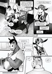 anthro appliance black_and_white bottomwear bovid bowl caprine clock clothed clothing cody_(falcon_mccooper) comic container cooking dialogue english_text equid equine falcon_mccooper father_(lore) father_and_child_(lore) father_and_son_(lore) goat group holding_glass holding_object horn horse kitchen male mammal monochrome pants parent_(lore) parent_and_child_(lore) parent_and_son_(lore) son_(lore) speech_bubble stove text watch william_(falcon_mccooper) wristwatch