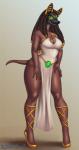 anthro breasts clothed clothing dreadlocks dress egyptian egyptian_clothing female for_a_head hairless_body kalasiris solo thick_thighs wide_hips reina. anubian_jackal canid canine canis jackal mammal hi_res