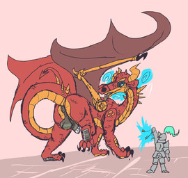 anus balls blush butt duo feral genitals gun horn hypnosis knight knight_armor machine male mind_control penis presenting presenting_hindquarters ranged_weapon red_background red_body red_scales ringed_eyes scales simple_background solo text warrior weapon woodhouse3d enter_the_gungeon mythology high_dragun animate_inanimate dragon human living_gun living_machine living_ranged_weapon living_weapon mammal mythological_creature mythological_scalie scalie english_text hi_res