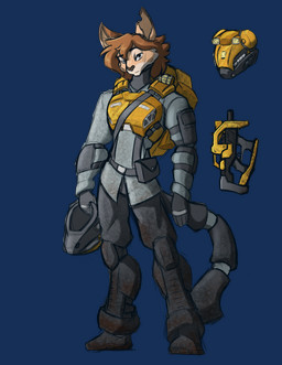 armor big_ears chest_plates fluffy fluffy_hair fur grey_eyes grime gun hair headgear helmet industrial male mechanic ranged_weapon science_fiction solo spacesuit submachine_gun tan_body tan_fur weapon setriaphtfj twokinds basitin felid feline mammal absurd_res alpha_channel hi_res model_sheet