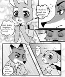 anthro canid canine clothed clothing comic dialogue disney english_text female fox fur hi_res judy_hopps lagomorph leporid male mammal nacchan96 nick_wilde rabbit red_fox text true_fox zootopia