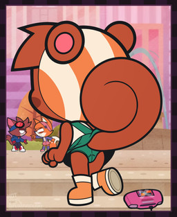 4_fingers accessory anthro bangs big_head blue_eyes blunt_bangs boots bottomwear brown_body brown_ears brown_fur brown_hair brown_tail butt butt_focus cheek_markings cheek_spots clothed clothed_anthro clothing clothing_lift collar collar_tag curled_tail dipstick_tail discussion electronics eyewear eyewear_on_head facial_markings female fingers footwear fur game_console goggles goggles_on_head green_bottomwear green_clothing green_panties green_skirt green_underwear group hair head_markings headgear headkerchief headwear high_top_shoes hoodie jacket kerchief legwear loli male male/female markings multicolored_body multicolored_clothing multicolored_kerchief notched_ear on_model on_style orange_body orange_fur panties pink_bottomwear pink_clothing pink_eyes pink_inner_ear pink_skirt public public_exposure purple_clothing purple_jacket purple_legwear purple_stockings purple_topwear raised_bottomwear raised_clothing raised_skirt rear_view red_clothing red_footwear red_shoes shirt shoes short_hair skirt skirt_lift squirrel_tail stockings style_emulation tail tail_markings topwear trio two_tone_body two_tone_clothing underwear white_body white_fur young young_anthro young_female young_male third-party_edit unknown_artist murphy_and_mitzi mitzi_(ajmarekart) murphy_(ajmarekart) vivian_(ajmarekart) canid canine domestic_cat felid feline felis fox human mammal rodent sciurid tree_squirrel digital_drawing_(artwork) digital_media_(artwork) hi_res