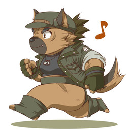 anthro brown_body brown_fur chibi clothing cute_fangs fangs fur hat headgear headwear humanoid_hands male scar shirt simple_background slightly_chubby solo teeth topwear white_background ellie_saionji lifewonders tokyo_afterschool_summoners yasuyori_(tas) canid canine canis domestic_dog mammal 1:1 2020