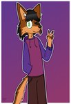 anthro clothed clothing fur green_eyes hair male pawpads silly_face simple_background solo tail rahony canid canine canis fox mammal wolf absurd_res digital_media_(artwork) hi_res paint_tool_sai_(artwork)