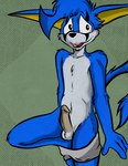 anthro clothed clothing clothing_around_legs erection genitals male mostly_nude partially_clothed penis solo underwear underwear_around_legs underwear_down undressing illegaleel jack_(webcomic) drip_(jack) hybrid hi_res