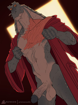 anthro balls barbell_piercing bathrobe big_penis burn_scar clothed clothing erection genitals glans haillu_(anatomy) humanoid_genitalia humanoid_penis looking_at_viewer male muscular muscular_male navel navel_piercing nipples pecs penis piercing robe scar scars_all_over simple_background solo v-cut prismanoodle star_wars topah_cloppen_(prismanoodle) alien amphibian gungan otolla_gungan 3:4 hi_res