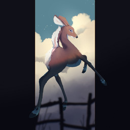 anatomically_correct anatomically_correct_anus anatomically_correct_genitalia animal_genitalia animal_vulva anus brown_body brown_fur butt_tuft cervine_anus cervine_genitalia cervine_vulva cloud cloven_hooves day female feral fluffy fluffy_butt fluffy_tail fur genitals hooves jumping looking_at_viewer multicolored_body multicolored_fur outside rear_view scut_tail short_tail solo tail tuft two_tone_body two_tone_fur vulva white_body white_fur barn-owl_(artist) deer mammal 1:1 absurd_res hi_res shaded