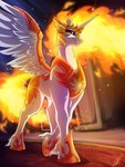 3:4 absurd_res amber_eyes armor black_sclera cutie_mark daybreaker_(mlp) equid equine fangs feathered_wings feathers female fetlocks fire flaming_hair flaming_mane flaming_tail friendship_is_magic full-length_portrait fur furgonomics hasbro headgear helmet hi_res hooves horn looking_at_viewer low-angle_view lupiarts mammal my_little_pony mythological_creature mythological_equine mythology portrait pseudo_hair pseudo_mane signature smile solo tail teeth unguligrade_legs walking white_body white_feathers white_fur white_wings wing_armor winged_unicorn wings
