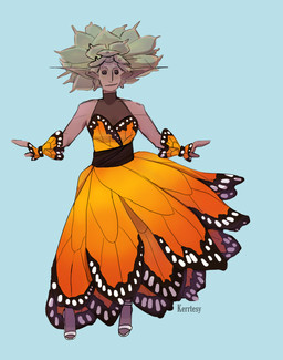 beady_eyes black_bracelet black_sash blue_background bracelet breasts brown_clothing brown_eyes brown_topwear closed_smile clothed clothed_female clothed_humanoid clothing dress female female_humanoid footwear green_hair hair high_heels humanoid_pointy_ears jewelry light long_ears looking_at_viewer medium_breasts medium_hair mitten_hands mouth_closed multicolored_clothing multicolored_dress not_furry orange_clothing orange_dress plant plant_hair pointy_ears pseudo_hair shoes simple_background smile smiling_at_viewer solo standing straight_arms tan_body tan_skin text thin_eyebrows topwear white_clothing white_footwear white_high_heels lunareel elf humanoid 2019 artist_name colored digital_drawing_(artwork) digital_media_(artwork) english_description full-length_portrait hi_res lighting portrait shaded