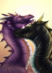 2020 absurd_res digital_media_(artwork) dragon duo feral ferrety-lixciaa hi_res horn mythological_creature mythological_scalie mythology scales scalie simple_background spines
