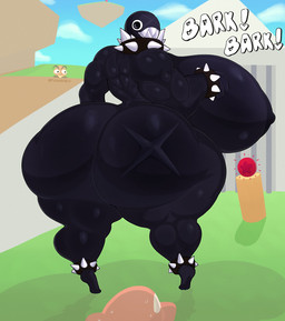 anklet areola barking biceps big_breasts big_butt black_areola black_body black_eyes black_nipples bob-omb_battlefield bracelet breasts butt butt_scar clothing coin collar exclamation_point female group hat headgear headwear huge_breasts huge_butt huge_hips huge_thighs hyper hyper_breasts jewelry legband looking_at_viewer looking_back muscular muscular_female muscular_humanoid nipples not_furry nude red_coin scar side_boob solo_focus spiked_anklet spiked_bracelet spiked_collar spiked_legband spikes text thick_thighs trio wide_hips fromariels mario_bros nintendo super_mario_64 gigi_(thecoatl034) mario chain_chomp goomba humanoid absurd_res english_text hi_res