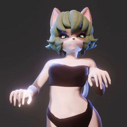 black_clothing black_lingerie breasts clothing dancing eyeshadow female glossy_body green_eyes green_hair grey_body hair lingerie makeup solo tail white_body xm_9113 snarla_(xm_9113) felid feline humanoid mammal 3d_(artwork) animated digital_media_(artwork) hi_res huge_filesize short_playtime video