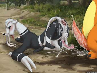 after_anal anal animal_genitalia animal_penis anus big_penis blush bodily_fluids butt claws cum cum_drip cum_in_ass cum_inflation cum_inside cum_on_butt cum_on_penis dripping drooling duo erection feral feral_on_feral gaping gaping_anus genital_fluids genitals inflation looking_back male male/male narrowed_eyes open_mouth penis penis_backwards pull_out saliva tongue tongue_out whiskers backlash91 conditional_dnp nintendo pokemon charizard generation_1_pokemon generation_5_pokemon mienshao pokemon_(species) scalie 2023 4:3 hi_res