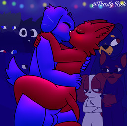 5_fingers anal anal_penetration anthro balls blue_body blue_fur detailed_background duo fingers fluffy fur genitals hand_on_back hand_on_hip hand_on_shoulder hug kiss_on_lips kissing male male/male nude party penetration penile penile_penetration penis penis_in_ass public public_nudity red_body red_fur sex tail_wrapped_around frosty_risk chaz_barkley(bruce_bronze) riley_augestine(bruce_bronze) bear canid canine canis domestic_cat domestic_dog felid feline felis fox mammal