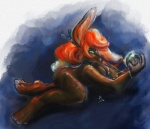 anthro female hair nude orange_hair solo dlost lagomorph leporid mammal rabbit hi_res