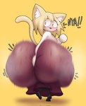 big_butt blonde_hair blush bottomwear butt clothing exclamation_point female hair huge_butt hyper hyper_butt looking_back musk musk_clouds open_mouth red_eyes skirt solo sweater text topwear white_body white_skin crowundeadcat tsukihime type-moon neco-arc animal_humanoid cat_humanoid felid felid_humanoid feline feline_humanoid humanoid mammal mammal_humanoid neco_spirit 2025 digital_media_(artwork) english_text hi_res