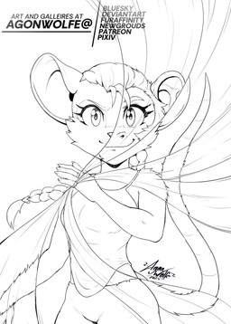 animal_ears anthro big_eyes braided_hair breasts female hair illusion looking_at_viewer medium_shot raised_tail ring simple_background small_breasts tail white_background wide_hips wind agonwolfe haplorhine mammal monkey mouse murid murine primate rodent hi_res