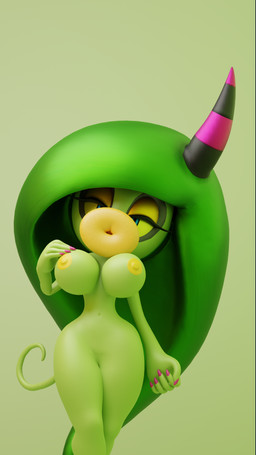 1_horn 5_fingers areola big_breasts blue_eyes breasts colored_nails eyeshadow female fingers front_view green_background green_body green_hair hair half-closed_eyes horn hyper hyper_lips lips lipstick makeup mostly_nude nails narrowed_eyes navel nipples non-mammal_breasts non-mammal_nipples not_furry pink_nails simple_background solo thick_lips thick_thighs wide_hips omnivert sega sonic_the_hedgehog_(series) the_deadly_six zeena horned_humanoid humanoid zeti 2020 3d_(artwork) 4k 9:16 absurd_res digital_media_(artwork) green_theme hi_res portrait three-quarter_portrait