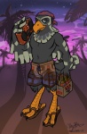 alcohol anthro beer beverage biped boombox bottomwear claws clothing detailed_background footwear holding_object looking_at_viewer male outside palm_tree pants plant sandals shoes shorts sky smile solo standing star toe_claws tree winged_arms wings marisama animal_crossing nintendo avery_(animal_crossing) accipitrid accipitriform avian bird black-chested_buzzard-eagle eagle 2010 signature