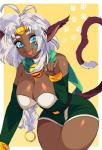 big_breasts blue_eyes breasts clothed clothing colored_nails fangs female hair long_hair nails open_mouth open_smile smile solo tail teeth white_hair ashiji outlaw_star aisha_clanclan alien animal_humanoid ctarl-ctarl felid felid_humanoid humanoid mammal mammal_humanoid 2019 hi_res