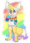 anthro barefoot black_nose blush claws clothing detailed_background feet fur heart_symbol hoodie lgbt_pride male multicolored_clothing multicolored_hoodie multicolored_text multicolored_topwear open_mouth orange_body orange_fur pride_color_background pride_color_clothing pride_color_hoodie pride_color_text pride_color_topwear pride_colors print_clothing purple_eyes rainbow_background rainbow_hoodie rainbow_pride_colors simple_background six-stripe_rainbow_pride_colors smile solo tan_body tan_fur text tongue_showing topwear white_clothing white_hoodie white_topwear ziggy_fox canid canine fennec_fox fox mammal true_fox hi_res