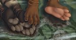 4_toes ambiguous_gender anklet anthro brown_body brown_fur brown_pawpads city cityscape claws crush duo extreme_size_difference feet foot_focus footsie fur giga gold_anklet hindpaw jewelry landscape macro pawpads paws pink_pawpads size_difference tan_body tan_fur toes ozdra hi_res