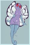 2015 2:3 anthro anthrofied arthropod breasts butterfree clothing female fuf generation_1_pokemon hi_res insect insect_wings legwear lepidopteran looking_at_viewer nintendo non-mammal_breasts pinup pokemon pokemon_(species) pokemorph pose solo stockings wings