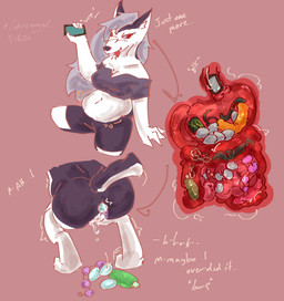 abdominal_bulge anal_storage anthro butt cavity_storage crouching egg female full_tour guts inside_colon inside_intestines inside_small_intestine inside_stomach intestines object_in_ass object_vore organs presenting presenting_hindquarters red_sclera rumbling_stomach safe_vore sex_toy solo stomach stomach_storage vore x-ray_view lunar_angel hellaverse helluva_boss loona_(helluva_boss) canid canine mammal absurd_res hi_res
