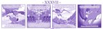 4koma ambiguous_gender anthro base_one_layout cannon clothing comic dialogue disaster_dragon dragon duo english_text feral four_frame_image hi_res mask melee_weapon monochrome musical_note mythological_creature mythological_scalie mythology one_row_layout profanity purple_theme ranged_weapon scalie spade_tail speech_bubble tail text vavacung weapon wings