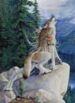 anthro boulder cloud detailed_background female forest howl nature on_rock outside plant rock side_view sky solo tail tree wood goldenwolf mythology canid canine canis mammal mythological_canine mythological_creature werecanid werecanine werecreature werewolf wolf 2005 acrylic_painting_(artwork)