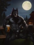 abs alcohol animal_genitalia animal_penis anthro balls beer bench beverage big_penis black_body black_fur black_penis body_hair canine_genitalia canine_penis chest_hair ear_piercing erection facial_piercing fangs full_moon fur furniture genitals knot male moon muscular muscular_anthro muscular_male navel night nose_piercing nose_ring nude outside pecs penis piercing pubes ring_piercing sitting smile solo spread_legs spreading table teeth vein veiny_knot veiny_penis yellow_eyes orcfun mythology remington_(stormwx_wolf) canid canine canis mammal mythological_canine mythological_creature werecanid werecanine werecreature werewolf wolf 3:4 hi_res