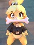 anthro begging begging_pose bell bone clothing collar female looking_at_viewer one_shoulder_out panties pose short_stack solo underwear mereo animal_crossing blender_cycles nintendo isabelle_(animal_crossing) canid canine canis domestic_dog mammal 3:4 3d_(artwork) blender_(artwork) digital_media_(artwork) hi_res